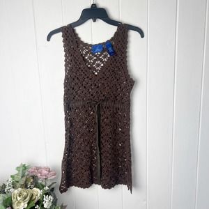 JH Collectibles Dark Brown Boho Crocheted Top